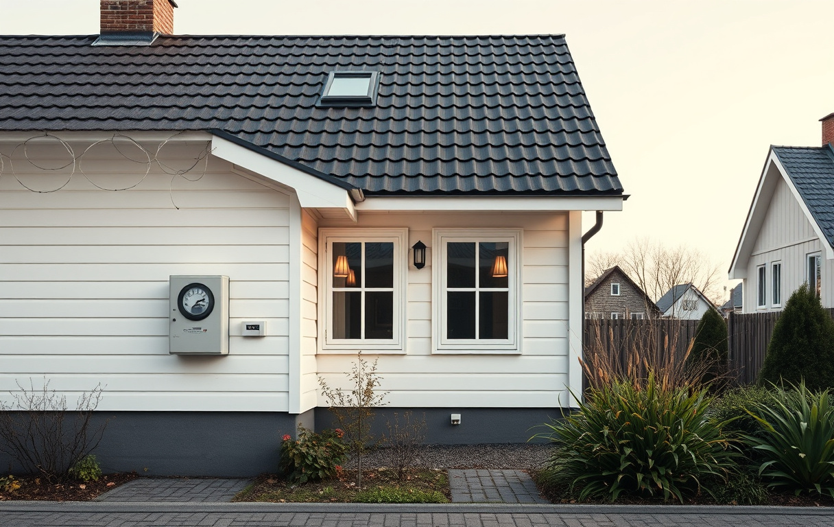 Bild av en elmätare vid ett hus med synlig huvudsäkring
